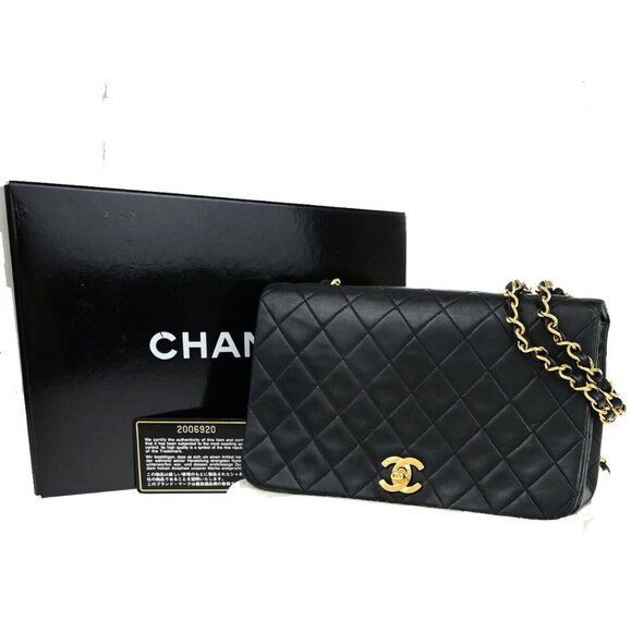 CHANEL CC Matelasse 23 Full Flap Chain Shoulder Bag Black GHW Vintage - Picture 1 of 14